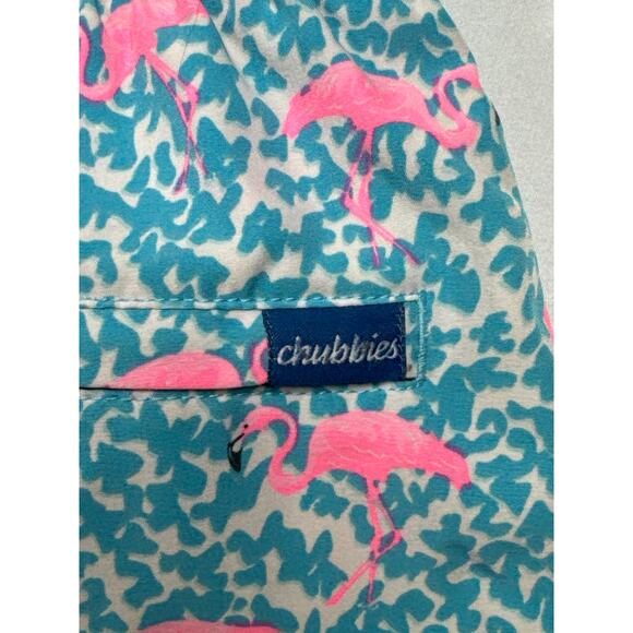 Chubbies Men's Flamingo Print Elastic Waist Lined Swim Trunks - Size L (28x7) - Picture 3 of 5